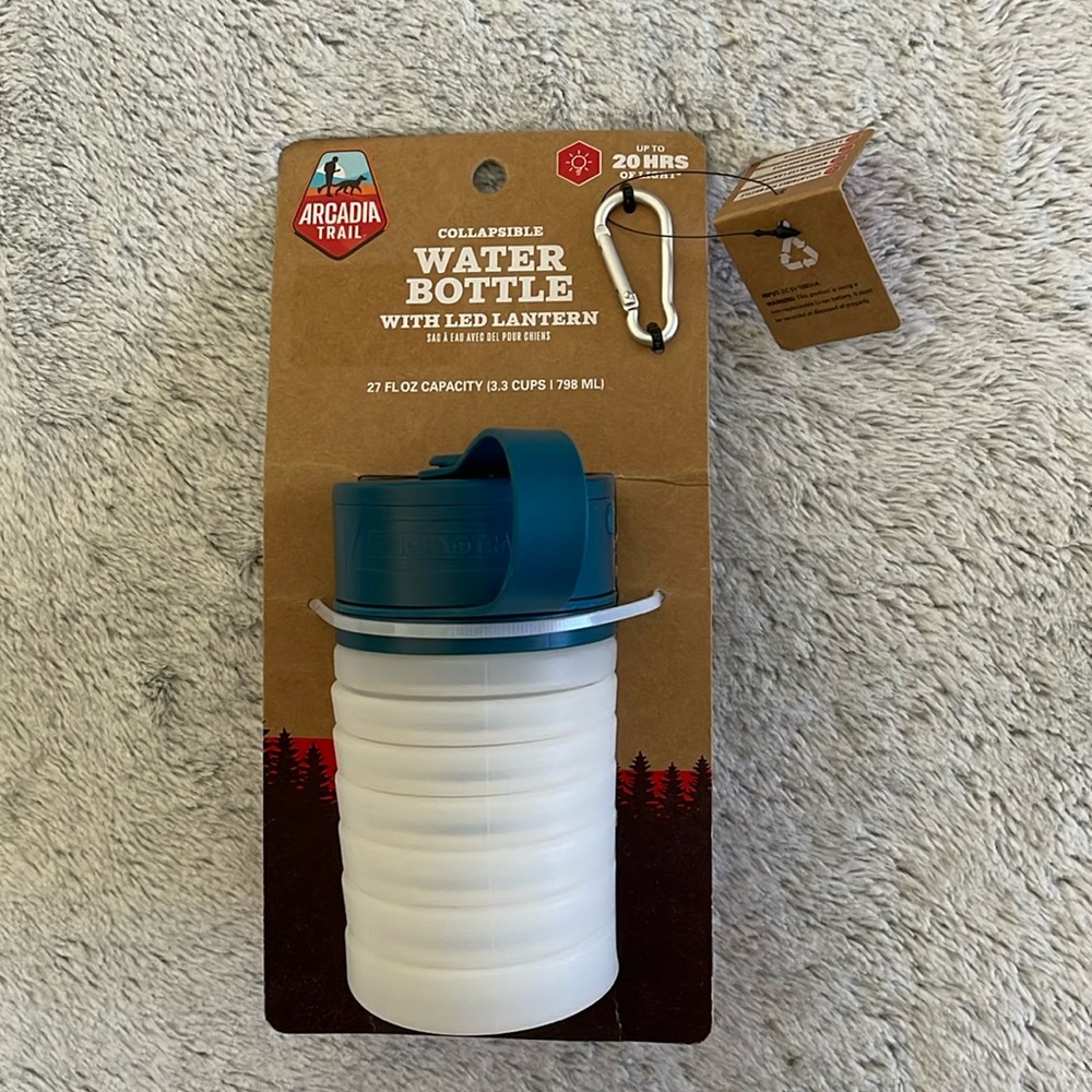 Arcadia Trail  Collapsible Water Bottle with LED Lantern 
Compass